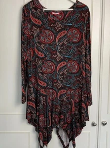 Joe Browns Tunic Top UK 16 Black Paisley Jersey Quirky Handkerchief Hem Boho - Picture 1 of 10