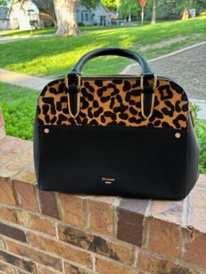 Bolso Bandolera DUNE LONDON Leopardo Estampado Animal Cuero Pelo de becerro Negro Marrón Foto 1 de 4