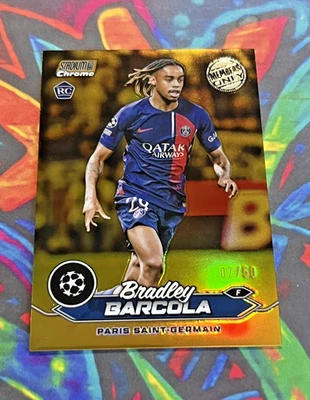 2023-24 Topps Stadium Club Chrome UEFA #86 Bradley Barcola Member Gold /50 RC SP - Image 1 of 2