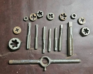 VINTAGE Greenfield Tap & Die Lot 3/8" To 3/4" 18 Piece - Picture 1 of 9
