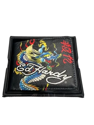 Ed Hardy Mens Dragon  Bifold Wallet Multiple Card Slots ID Window & Valet Tray  - Image 1 of 4