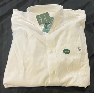 L.L.Bean Herren faltenfreies weißes Oxford Hemd 17,5 -33 NEU Monogramm Neu mit Etikett - Bild 1 von 9