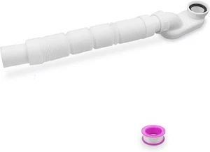 Bathtub Shower Drain Pipe, Low Profile Flat 1 1/2 P Trap Kit, Flexible White - Picture 1 of 6