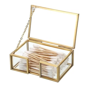 Soporte para hisopo de algodón pequeño dispensador Qtip vidrio accesorios de baño almacenamiento aprox... - Imagen 1 de 9