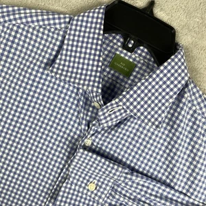 Sid Mashburn Dress Shirt Mens Large Blue Gingham Check Button Up Preppy Office - Picture 1 of 10