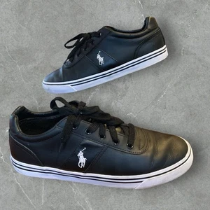 POLO RALPH LAUREN HANFORD BLACK LEATHER MENS SIZE 12 D EXCELLENT  - Picture 1 of 9