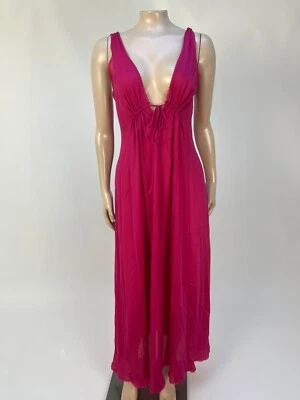 Vintage Anos 70 Anos 80 Lingerie Estilo Olga Vanity Fair Nylon Rosa Gravata Longa Decote V I4-8 - Imagem 1 de 4