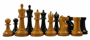 Reproduction 1930-40 Circa Staunton 4" Antiqued & Ebonised Boxwood Chess Set - Picture 1 of 9