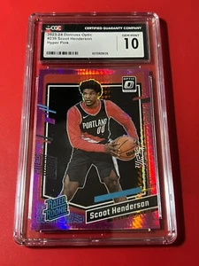 2023-24 Donruss Optic Scoot Henderson RC Hyper Pink Rookie SP CGC 10 GEM - Picture 1 of 2