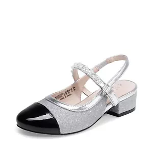 Girls Princess Pump Shoes Close Toe Slingback Wedding Party Dress Shoes - Picture 1 of 38