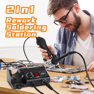 2in1 Soldering Rework Station Iron Hot Air Gun Desoldering Kit Digital Display - Picture 1 of 12