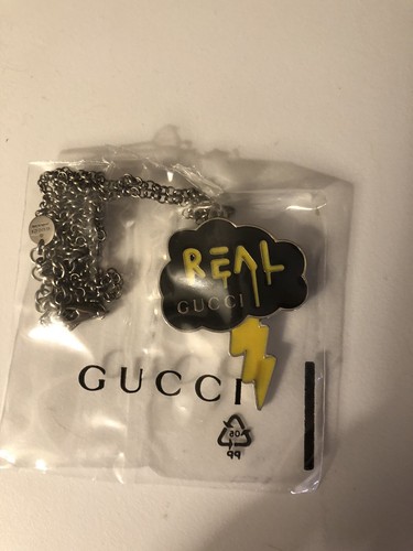 COLLANA GUCCI GHOST THUNDERBOLT CLOUD ANDREW ARGENTO STERLING NUOVA CON SCATOLA