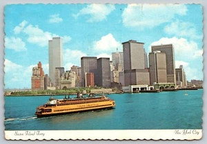 STATEN ISLAND FERRY 1981 Manhattan skyline NY New York barco postal de colección A85 - Imagen 1 de 2