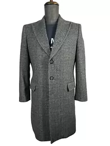 JOSEPH ABBOUD Herren grau HERRINGBONE Wolle Topcoat Mantel Jacke GRÖSSE 'S' - Bild 1 von 9