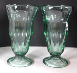 Lot Of Two(2) Anchor Hocking Green Soda Fountain/Malt 6.75 in. Tall Glasses - Picture 1 of 3