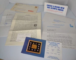 1984 Olympic Los Angeles Ephemera Lot Contribution Sponsor Gift Brochure Letters - Picture 1 of 20