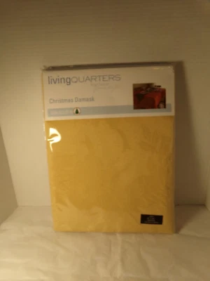 NOS Living Quarters Christmas Damask Gold Tablecloth 60"x84" Oblong - Image 1 of 4
