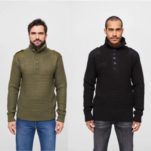 Suéter alpino Brandit Suéter Suéter Sudadera Suéter de punto grueso Cuello Botón - Imagen 1 de 32