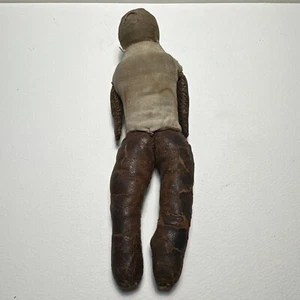 SELTENE antike Puppe 19. Jahrhundert Handarbeit Stoff 8 Zoll Volk Stoff Leder primitiv - Bild 1 von 11