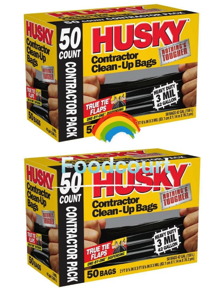 Husky 51X49X73X15C Contractor Trash Bag - 50 Count