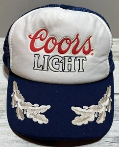 Vintage Coors Light Trucker Hat Captains Wings Snap back White & Blue - Picture 1 of 9