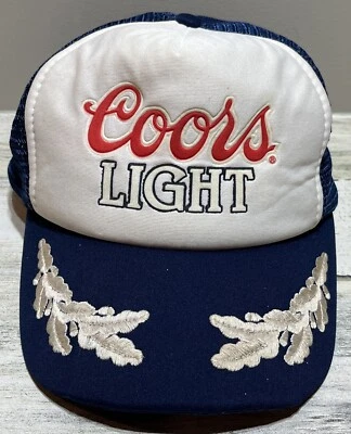 Sombrero de camionero ligero vintage Coors alas capitanes espalda a presión blanco y azul Foto 1 de 4