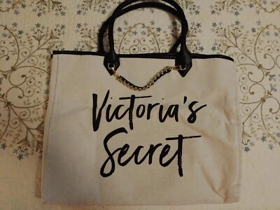 VICTORIA'S SECRET TOTE BAG LARGE CANVAS & ZIPPER POUCH - Image 1 of 4