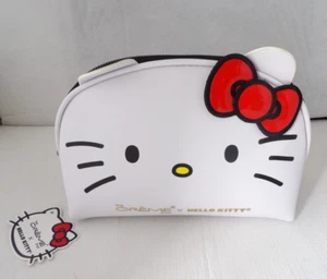 NWT Authentic THE CREME SHOP X HELLO KITTY White/Black, Red Large Zip Case/Pouch - Picture 1 of 9