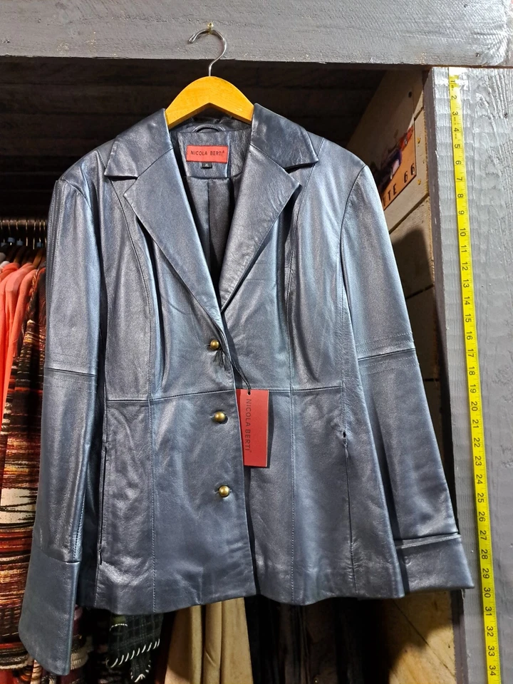 Womens Italian Leather Jacket By Nicola Berti- Size XL- Midnight  - Image 1 of 4