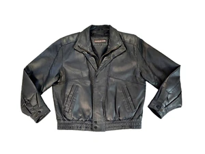 Charles Klein Men's Vintage Black Leather Motorcycle Jacket, Size L - Picture 1 of 24
