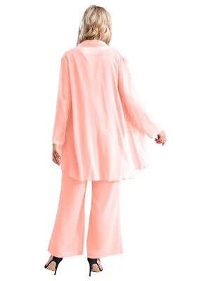 Conjunto de 2 piezas de traje pantalón de invitada de boda para mujer de gasa elegante traje formal fiesta Foto 1 de 3