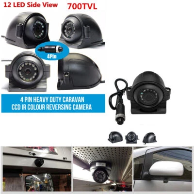 12-24V 4 Pin Heavy Duty Caravan CCD IR Side View Reversing Camera Waterproof - Image 1 of 4