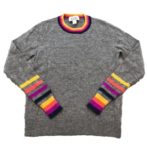 Autumn Cashmere Wool Sweater Jumper Girls 10 Gray Rainbow Pullover School - Picture 1 of 9