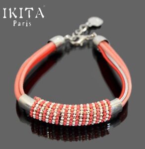Bracelet IKITA Paris Chaîne Multi Petit Bracelet, Pendentif Shamballa Rouge