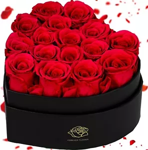 16-Piece Forever Roses Heart-Shaped Box – Real Immortal Preserved Roses Lasting - Picture 1 of 7