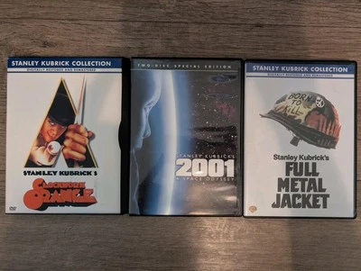 3 DVD Lot Stanley Kubrick Movies Full Metal Jacket 2001: Space Odyssey Clockwork - Image 1 of 4