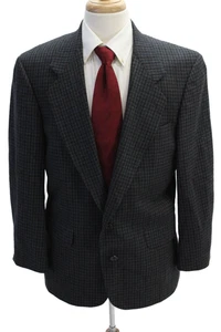 Oscar de la Renta Men's Long Sleeves Lined Two Button Plaid Jacket Size 40 - Picture 1 of 5