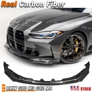 V Style DRY Real Carbon Front Bumper Lip Spoiler For BMW G80 M3 G82 G83 M4 21+ - Picture 1 of 12