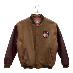 CHAPS RALPH LAUREN 90s Leather Varsity Jacket, Herren, braun, gebraucht (getragen) - Bild 1 von 10