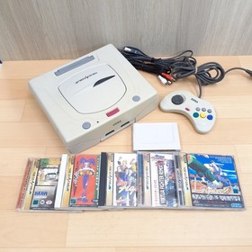 Japanese Sega Saturn console bundle with 5 Games, memory & 1 Controller white