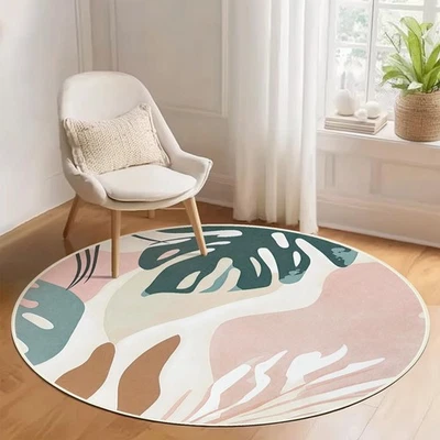 6' Machine Washable Round Area Rug, Non-Slip Abstract Boho Circle Floor Rugs ... - Image 1 of 4