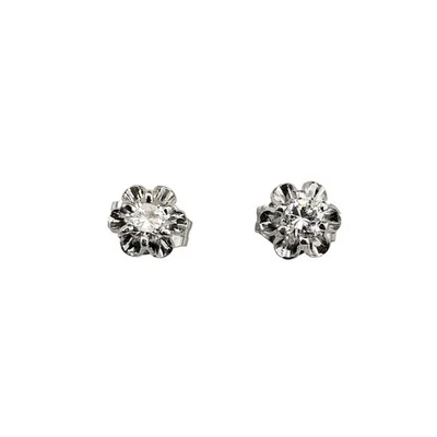Aretes de diamantes de oro blanco de 14 quilates #22310 Foto 1 de 4