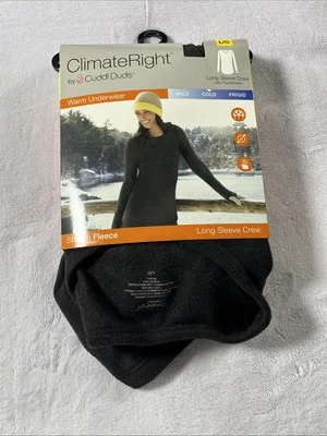 NUEVO ClimateRight Mujer L/G Elástico Polar Manga Larga Crew Negro Agujeros para el Pulgar Foto 1 de 4