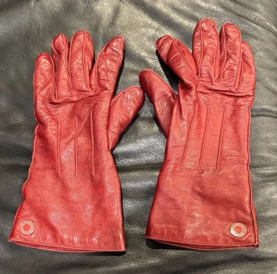 GUANTES DE CUERO COACH ROJO PARA MUJER 100% FORRADOS DE CACHEMIR 100% CUERO TALLA 6.5 Foto 1 de 4