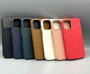 Hülle für iPhone 12 | Pro | Max | Mini - Kunstleder Handyhülle Aluminium Knöpfe - Bild 1 von 5