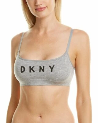 Bralette estilo cucharada sin cables sin costuras con logotipo DKNY DK4507 blanco o gris S o M Foto 1 de 2
