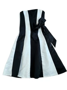 GARFUNKEL Dress Black & White Stripe Strapless Corset Back Cocktail Party Mini 8 - Picture 1 of 7