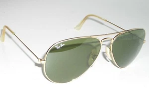 1980's 58-14MM VINTAGE B&L RAY-BAN USA RB3 UV TRU-GREEN GLASS AVIATOR SUNGLASSES - Picture 1 of 11