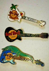 HARD ROCK CAFÉ ORLANDO 3 GUITAR PINS Lot - Picture 1 of 4