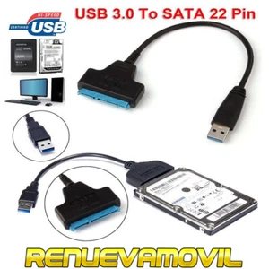 Cable USB 3.0 a SATA 22 Pin 2.5 pulgadas Adaptador de Disco Duro SSD Conector - Imagen 1 de 10